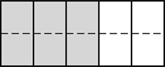 figure with five attached rectangles with a dotted line in the center, four of five are shaded